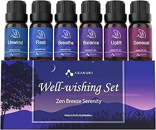 ASAKUKI Essential Oils, Essential Oil Blends Set for Diffusers, Humidifiers, Candle Making, Aromatherapy-Breathe, Uplift, ...