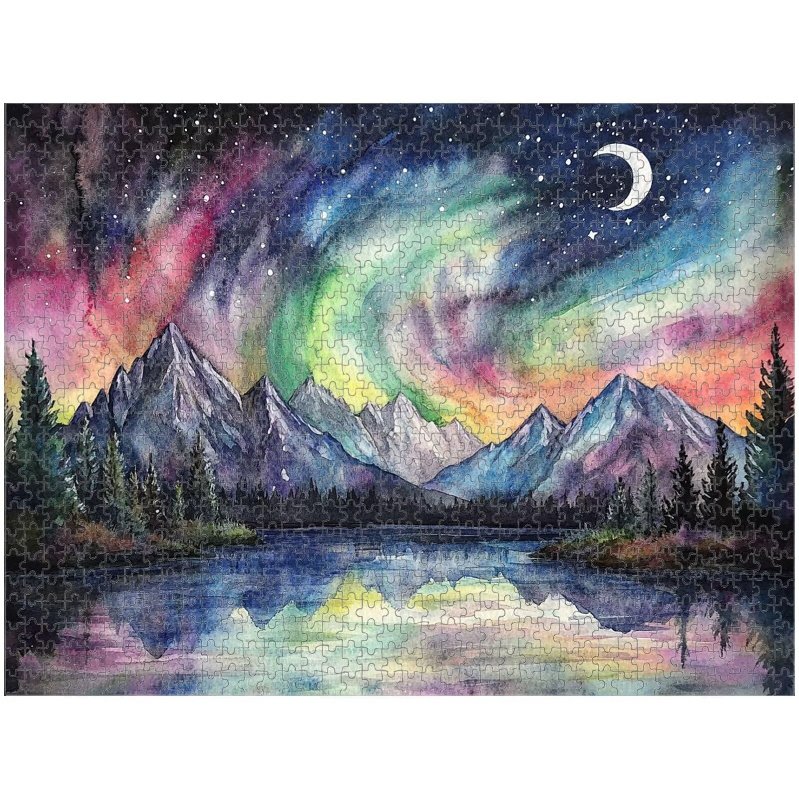 1000 Teile Puzzle für Erwachsene, Sternenhimmel & Berg Holz Puzzle 1T#601