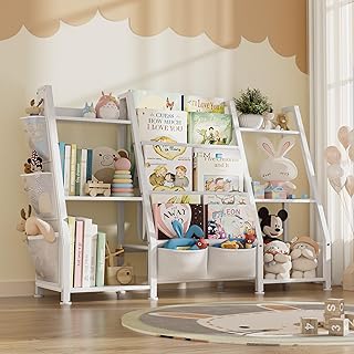 GoTiling Kids Bookshelf and Toy Storage: 3-Tier Book Shelf Childrens Bookcase - 6 Small Storage Units for Kids Room, Playroom, Nursery and Bedroom