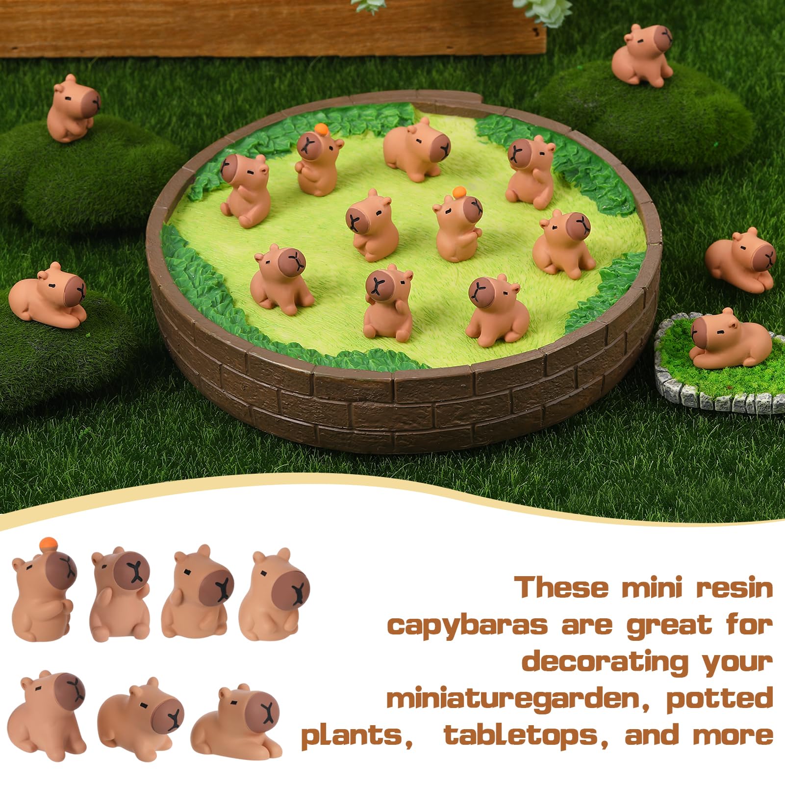 GSrenyu 35 Pcs Mini Resin Capybaras 7 Styles Mini Capybara Figures Resin Animals Cut Capybara Figurine Tiny Animals Miniature Figurines for Garden Dollhouse Tabletop Landscape Party Cake Decor DIY - Image 4
