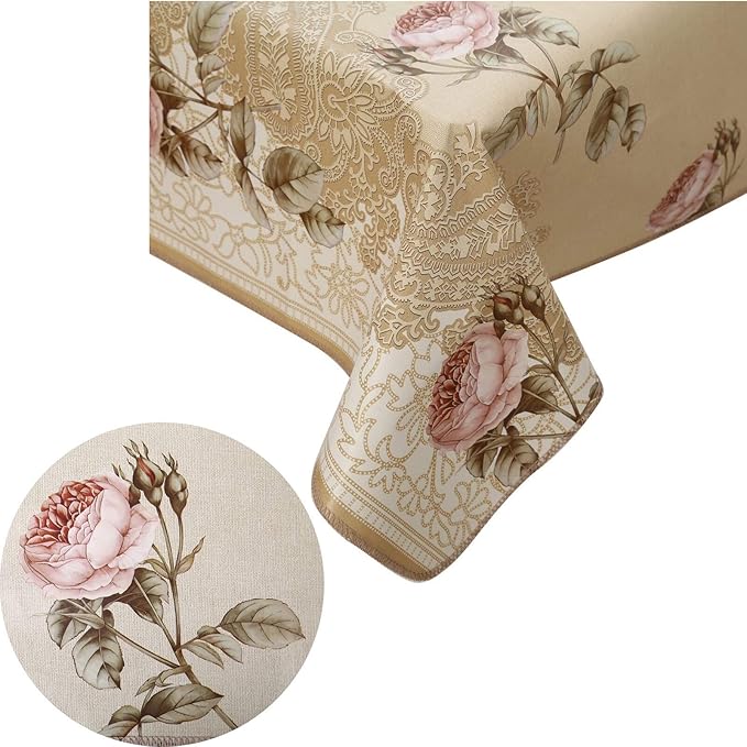 Decoser Heavy Duty Flannel Backed Vinyl Tablecloth with