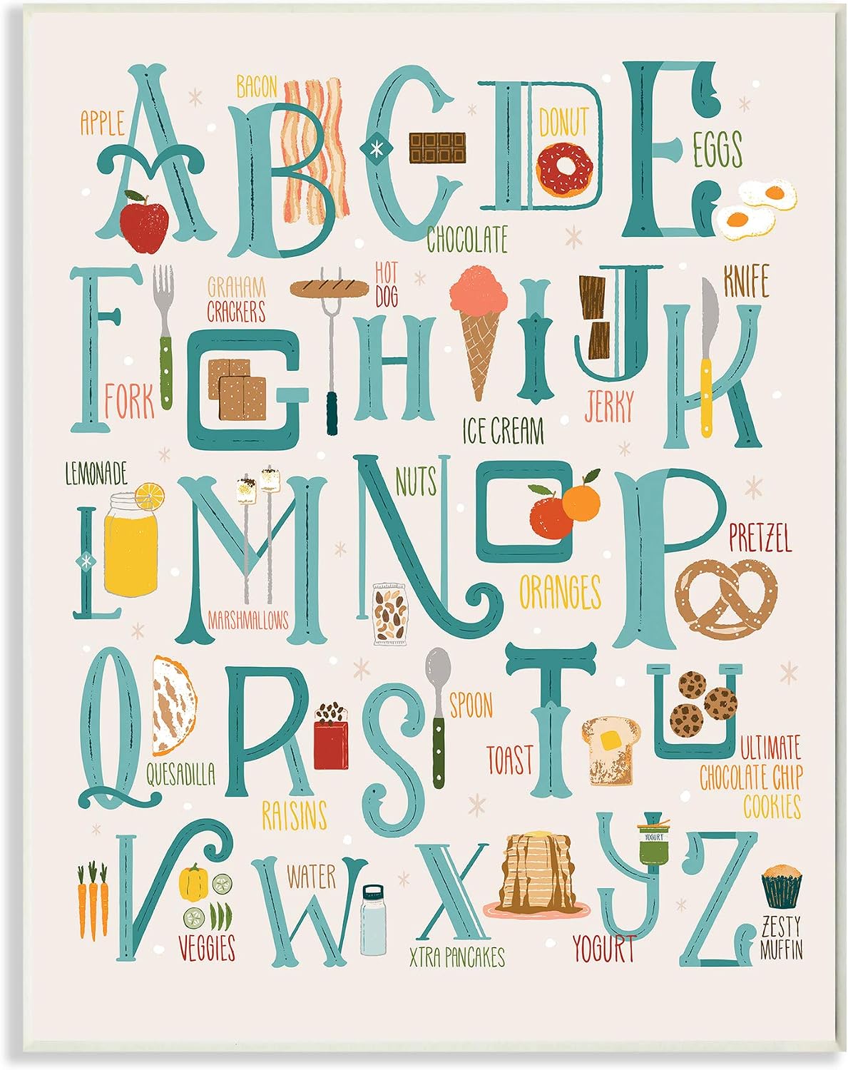 Stupell Industries Alphabet of Foods Vintage Kitchen Letter Chart