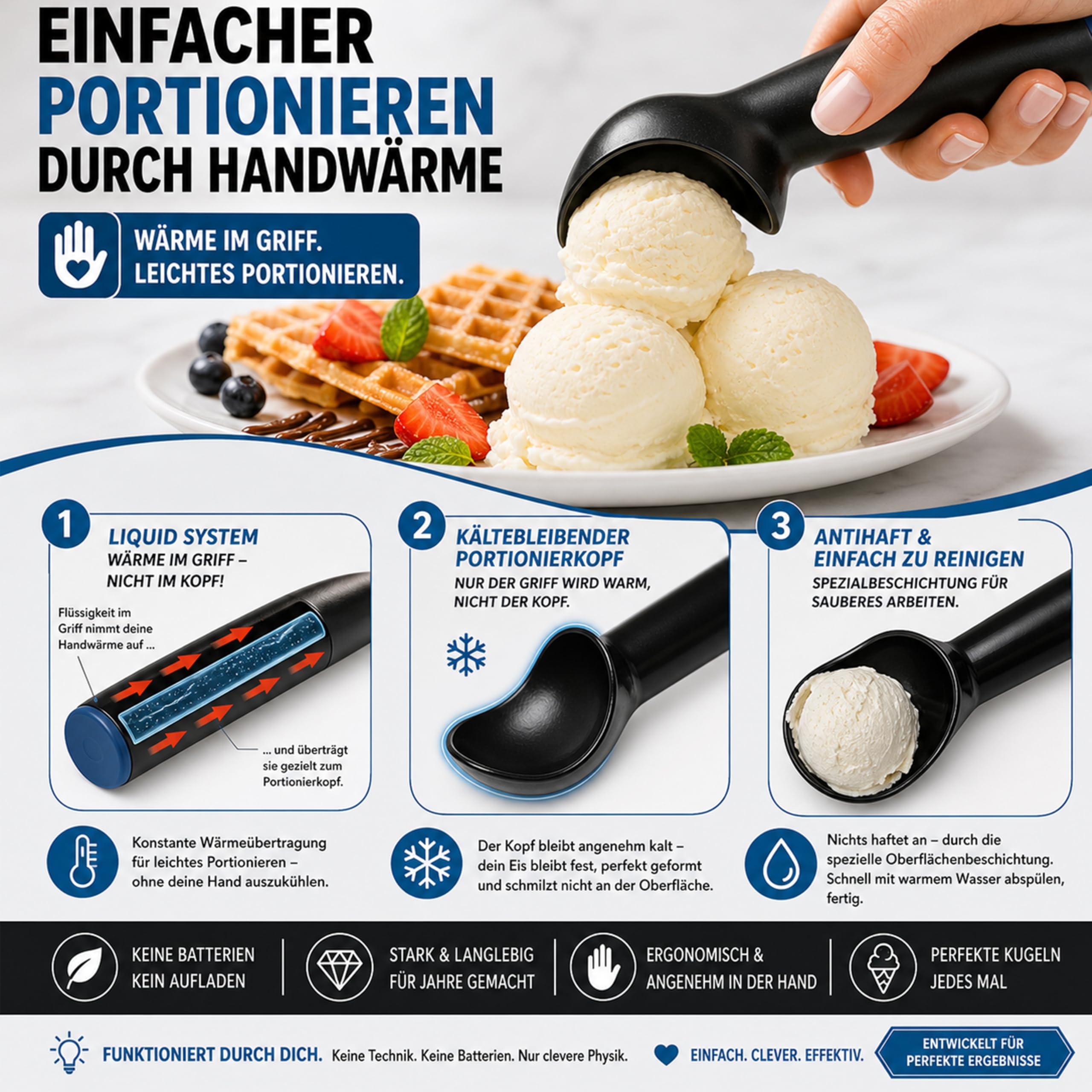 Cucchiaio per gelato porzionatore formatore palline 1/12 volume caldo