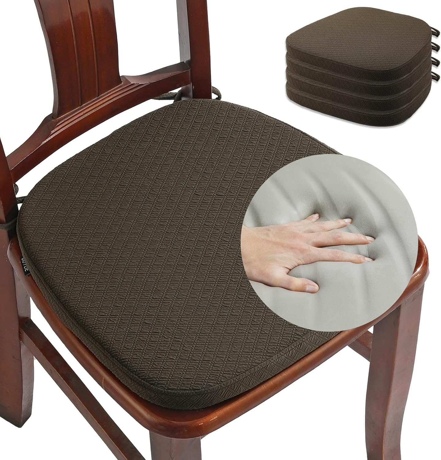 BUYUE Luxury 100 Pure Memory Foam Chair Cushions 4 Pack, Jacquard 16