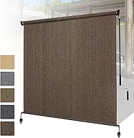 Shade&Beyond Cordless Outdoor Roller Shades 8x8 ft Mocha - Splicing Design UV Block Patio Blinds for Pergola Porch Gazebo