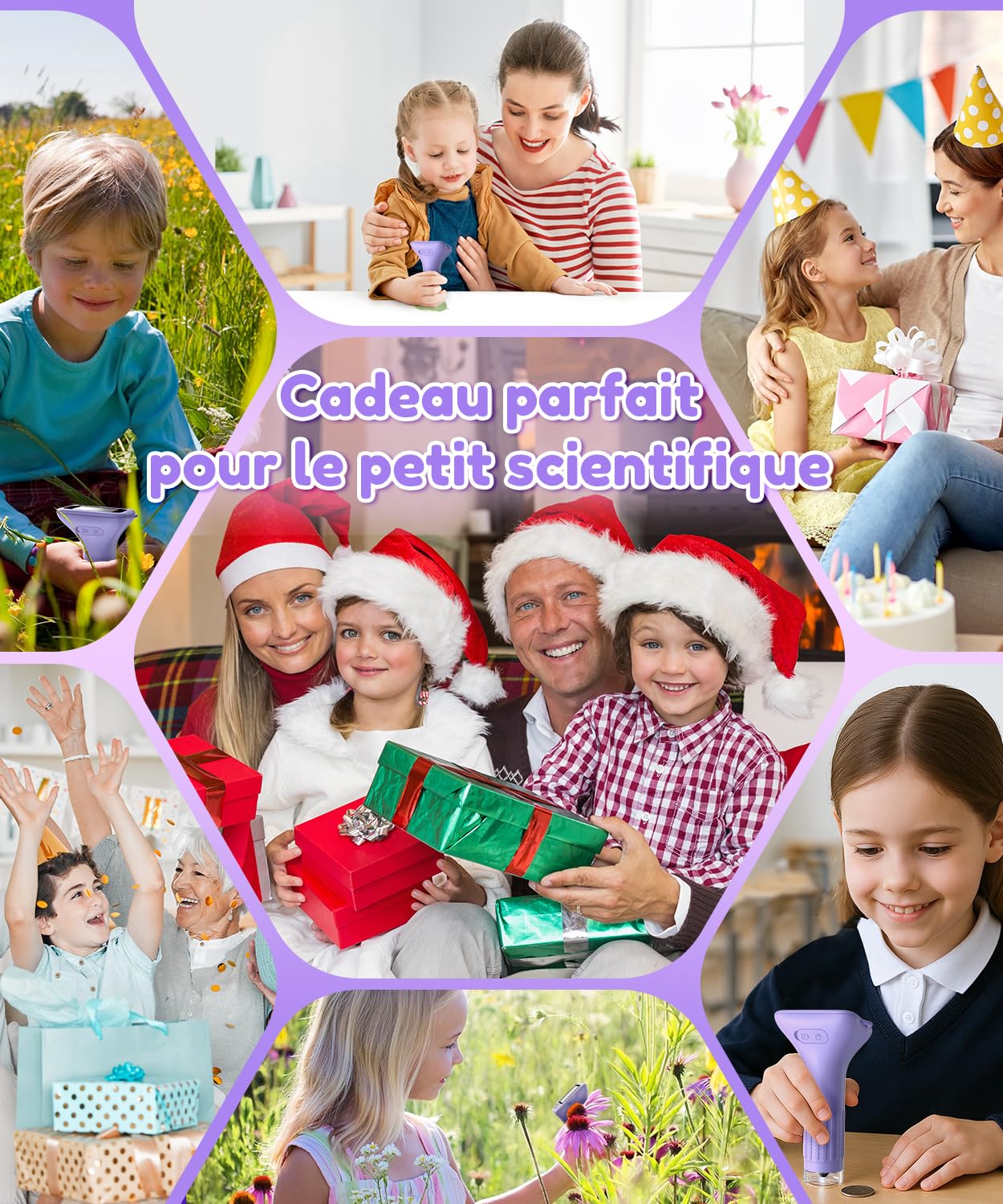 USCAMEL Microscope Numérique pour Enfant Petiscope : 1000x Microscope de Poche Écran IPS 2.0" Lumières LED Portable Miniscope Kit - Jouet 3 à 12 Ans Éducatif pour Explorateurs de la Nature
