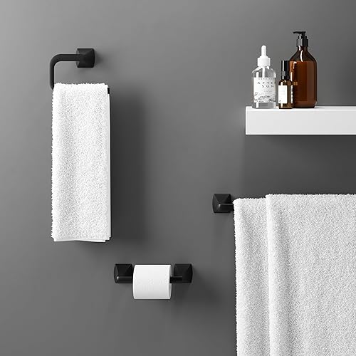 Miniatura 6 de Pfister Bruxie - Toallero de baño para baño, 24 pulgadas, montaje en pared, atornillado, acabado negro mate, BTBBIE2B