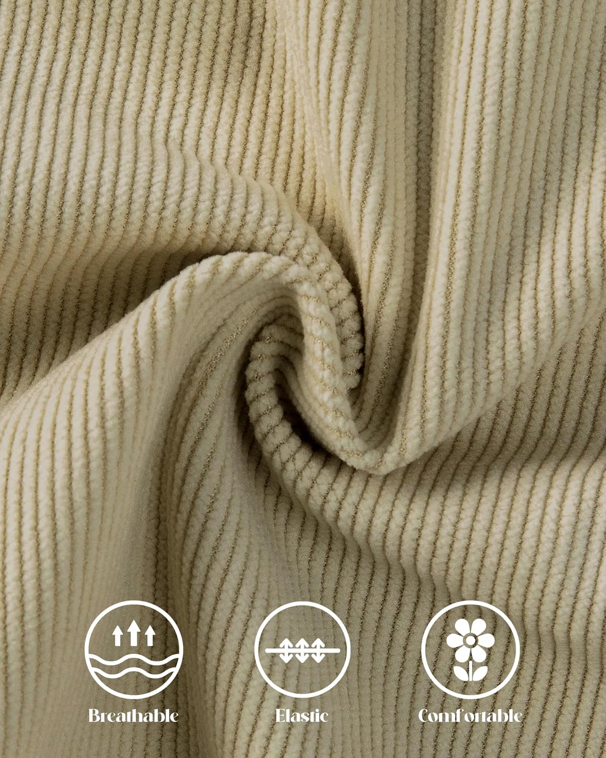 Mens Corduroy Shorts Casual 7 Inch Elastic Waist Drawstring Lightweight Summer Beach Shorts with Pockets - Image 5