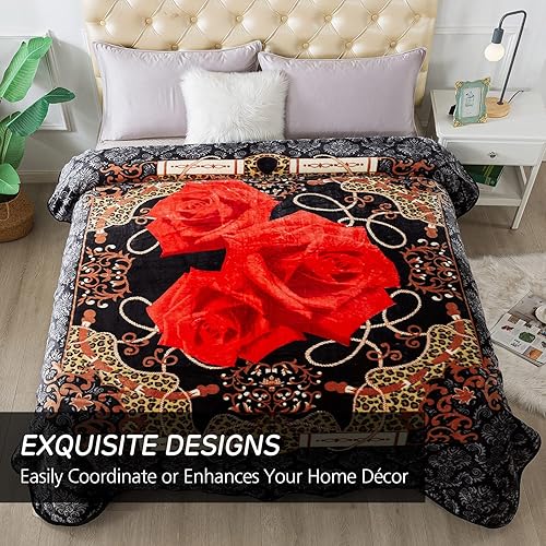 Miniatura 5 de JYK Manta de forro polar de felpa tamaño Queen de 91 x 75 pulgadas, 3.7 libras, 1 capa, suave, de visón coreano, cálida, ligera, para otoño e