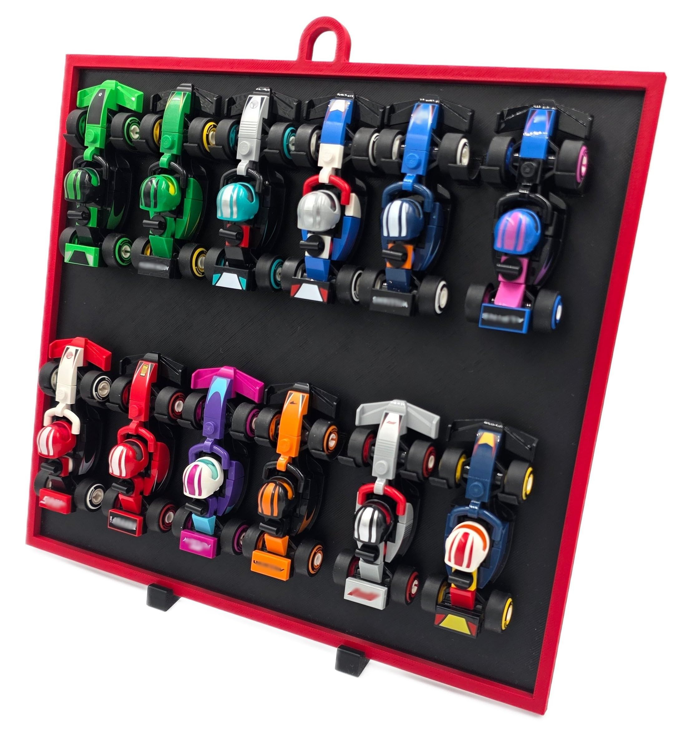 Display für LEGO 71049 F1 Minifiguren – Wandhalterung & Stand für 12 Boliden – 2in1 Display Rahmen für Wand & Regal – Motorsport Deko (Rot)