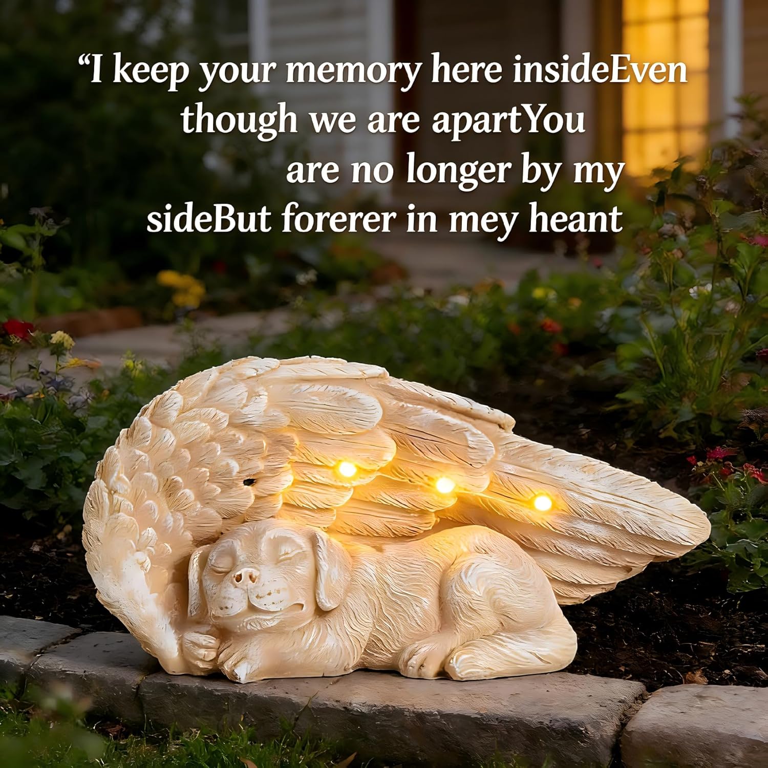 Dog Memorial Gifts​ – Dog Memorial Gifts for Loss of Dog, Pet Memorial​ – Forever My Guardian Angel Garden Solar Light & Pet Memorial Stone