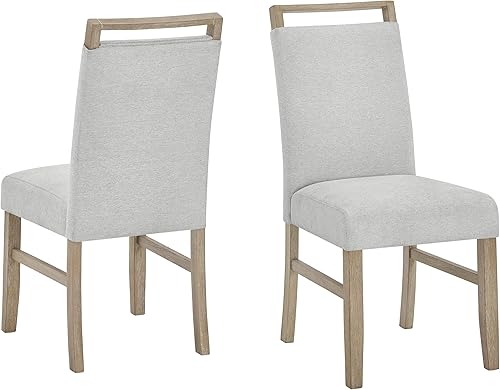 Miniatura 16 de Roundhill Furniture Zelalle - Juego de comedor de 7 piezas, mesa con 6 sillas, acabado cepillado con alambre blanco
