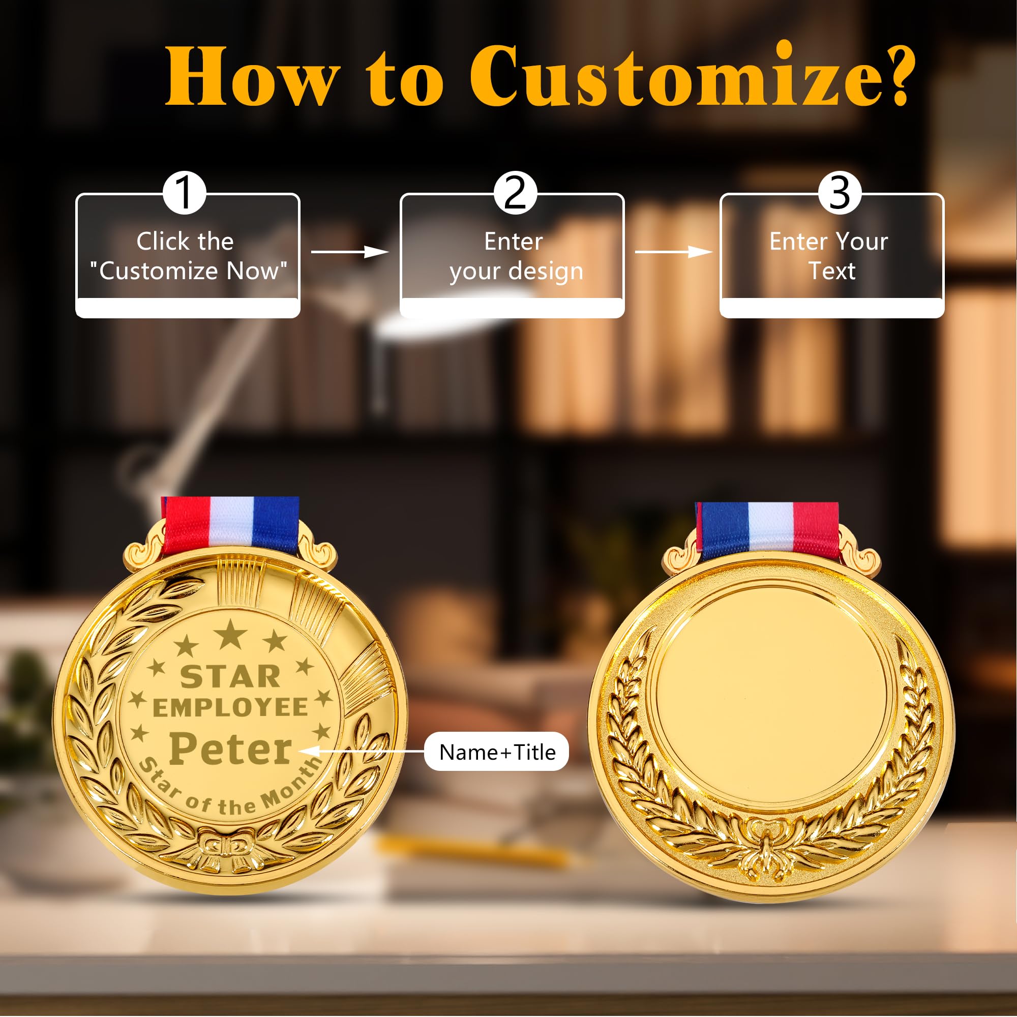 Custom Medals for Coworkers Employee Appreciation Gifts on Employee Appreciation Day, Personalized Medal for Awards for Star Employee, Star of The Month, Custom Medal for Company Events Games Awards