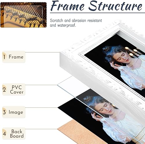 Miniatura 6 de Jerry & Maggie Marco de fotos de collage de 12 aperturas rústico de 23 × 18 pulgadas, acabado vintage en relieve, marcos de fotos de PVC, para