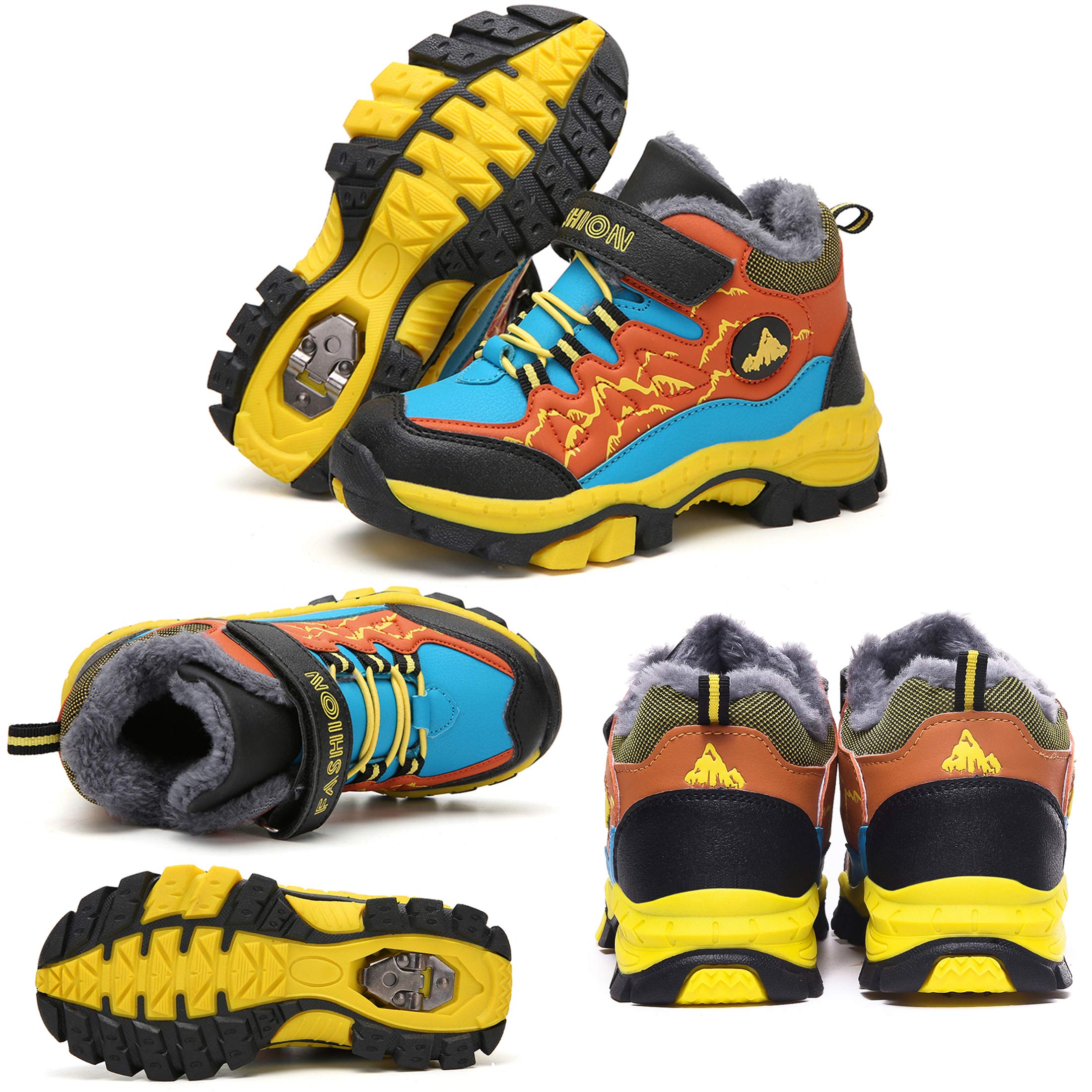 Bottes d'hiver pour enfant - Chaussures de randonnée - Bottes de neige - Doublure chaude - Imperméables - En coton - Avec fermeture Velcro