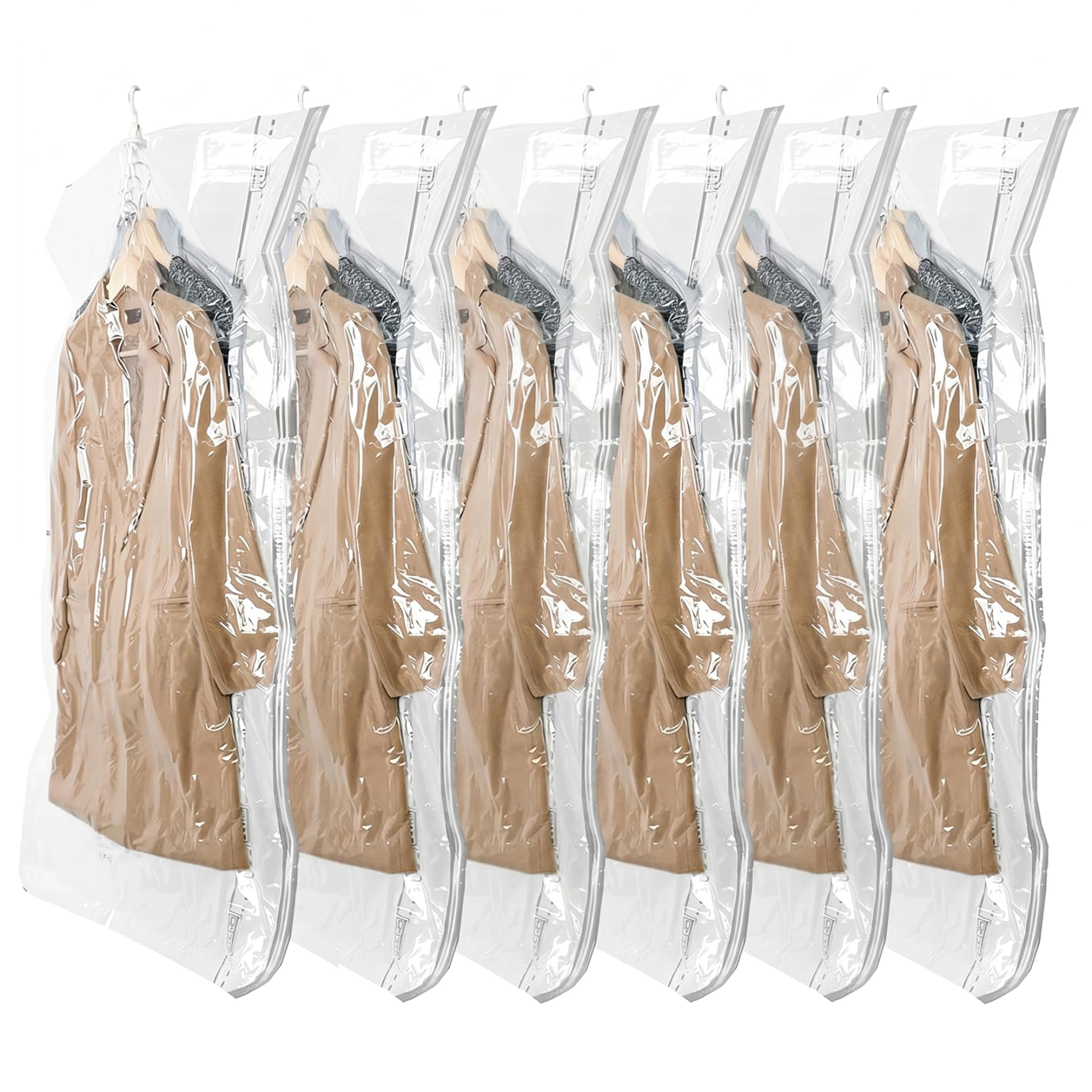 Otbushit 6 Pack Hanging Vacuum Storage Bags Vacuum Storage Bags For Clothes Space-saving Closet Organizer 27.56x57.09 Inch