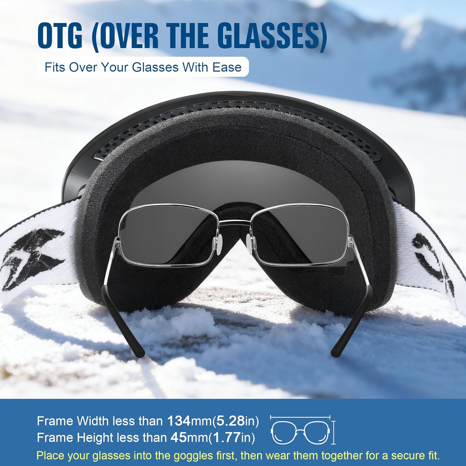 suoso OTG Ski Goggles for Men and Women, Frameless Magnetic Snowboard Goggles Anti Fog UV400 Protection Snow Glasses - Image 4