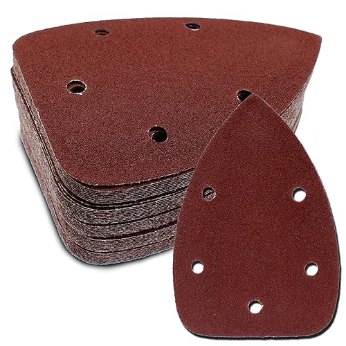 Miniatura 23 de 50 piezas de lijadora de grano 60 con detalle de ratón, papel de lija de 5 agujeros, almohadillas de lija de gancho y bucle, hojas de lijado