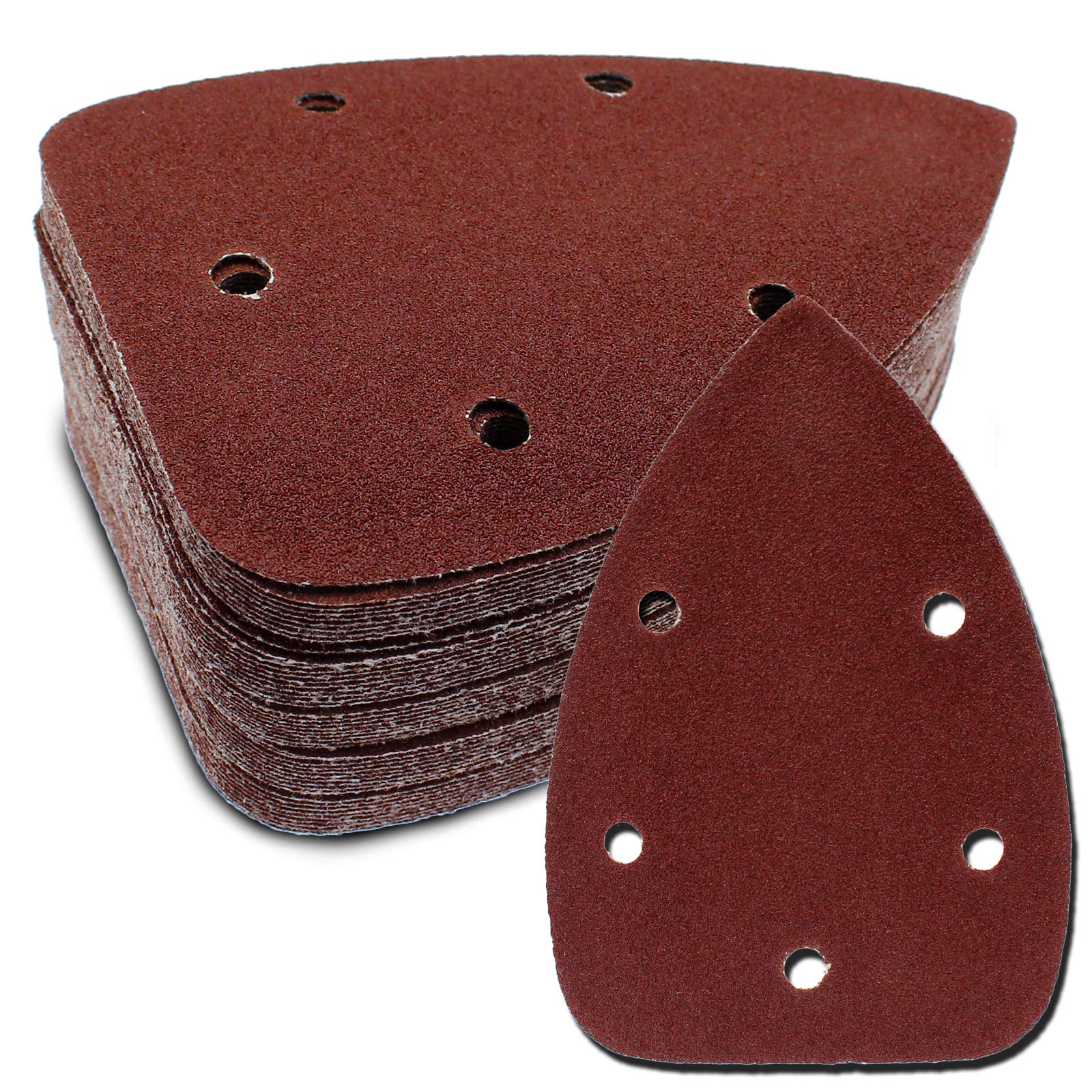Cionyce 50 Pcs 100 Grit Mouse Detail Sander Sandpaper 5 Hole Mouse Sandpaper Hook and Loop Sander Pads Sanding Sheets for 140mm Sanding Machine