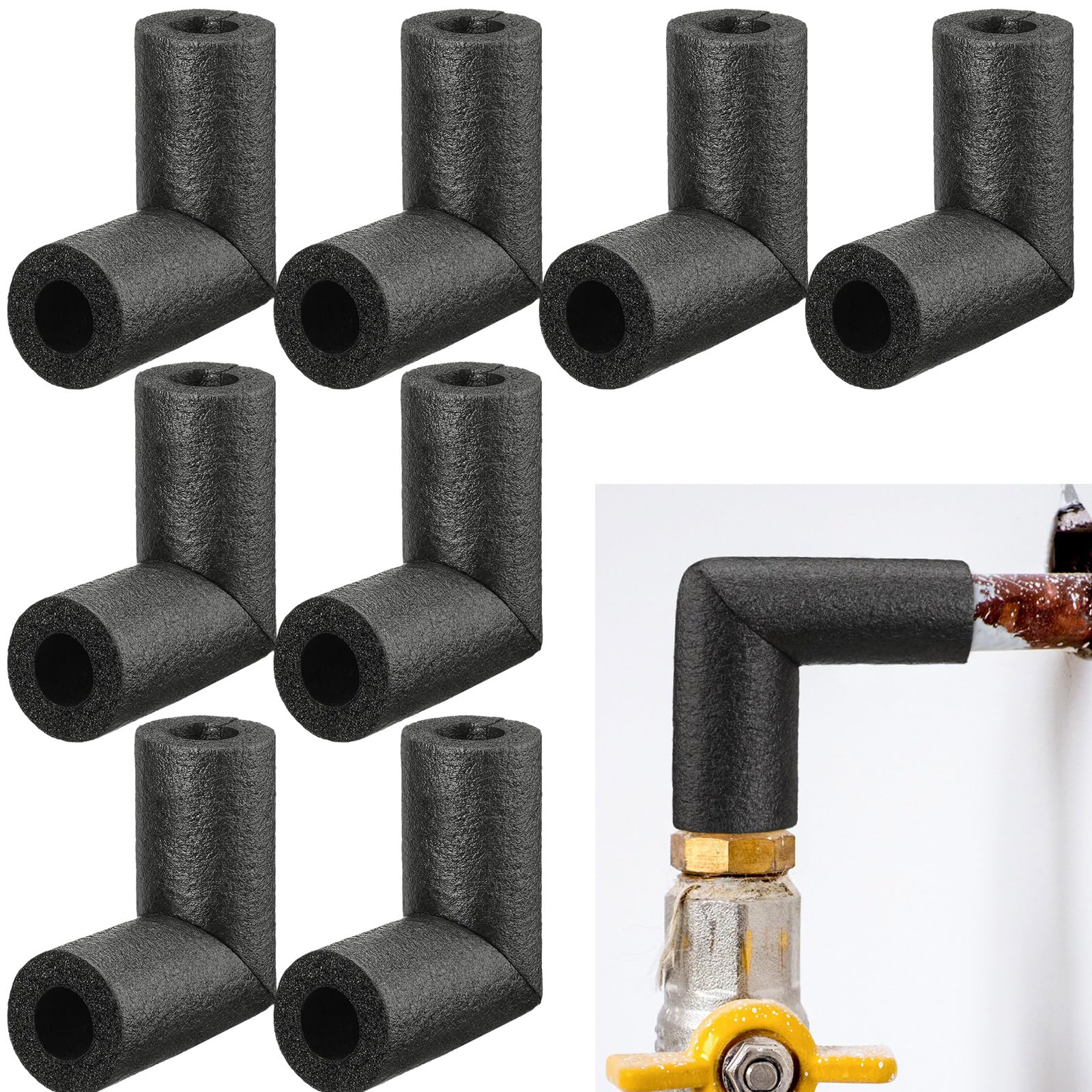Frienda 4 Pack Pipe Insulation Foam Tube Elbow Insulation Tubing Elbows Water Freeze Protection Heat Preservation Foam Tube for Tubing Outdoor Water Pipe Protection (1 Inch,Classic)
