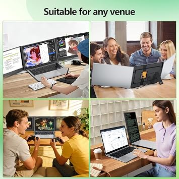 15.6'' Triple Laptop Screen Extender, 1080P FHD Portable Monitor for Laptop, Screen Extended Monitors for 13