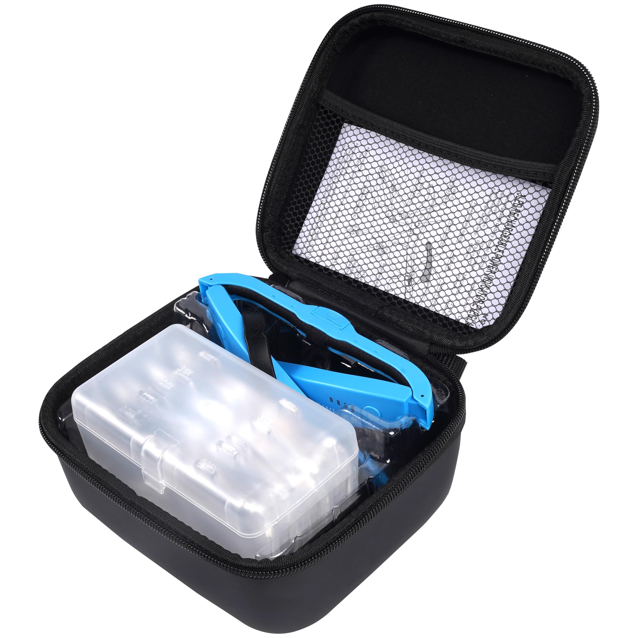 Lente d'ingrandimento con luce a mani libere, ricaricabile, con 5 lenti staccabili e custodia per lavori ravvicinati, lettura, creazione di gioielli (blu)