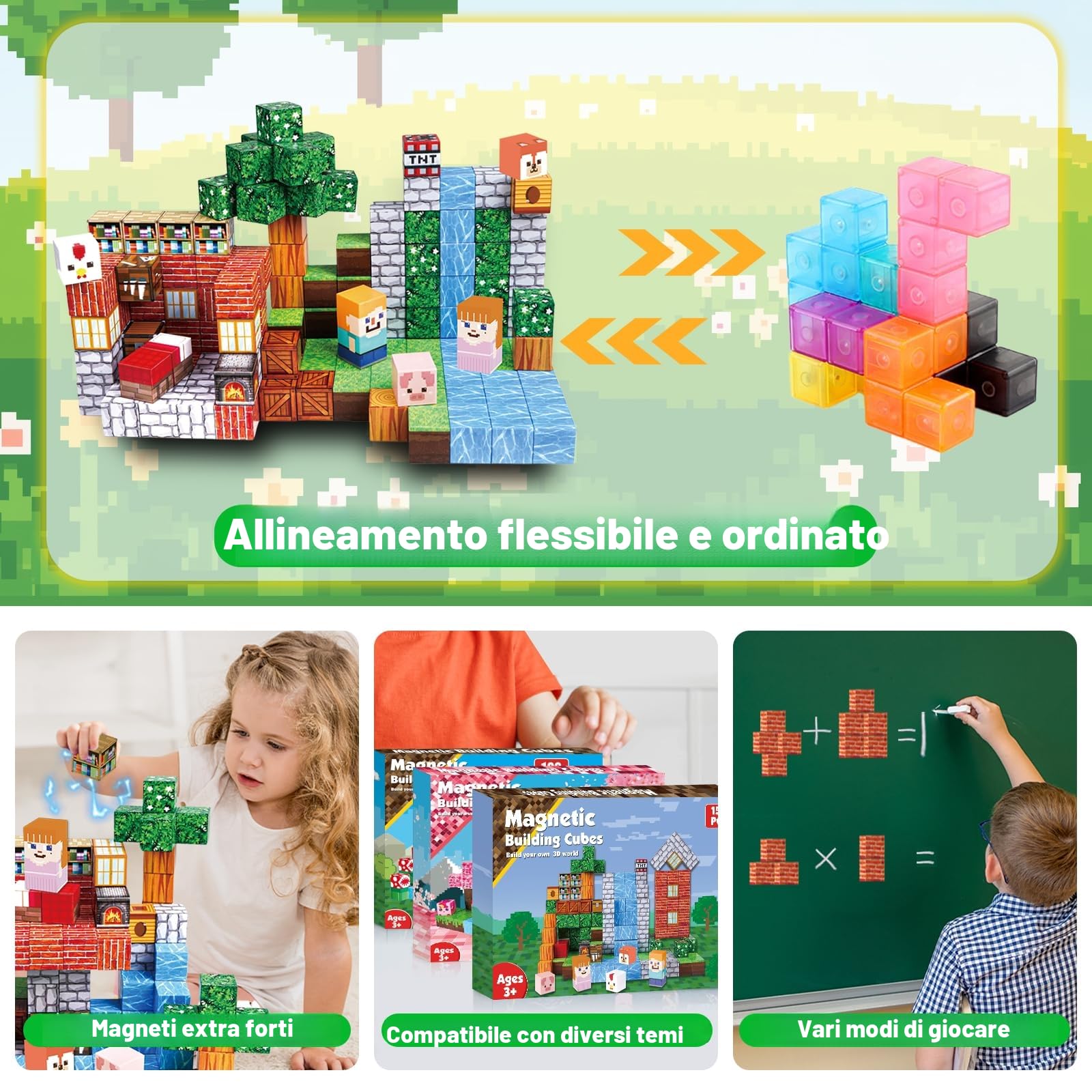 Goody King Costruzioni Magnetiche 150 Pezzi, Set di Cubi Magnetici per Bambini - Biblioteca Nella Valle - Giocattoli Sensoriali STEM per Ragazzi e Ragazze, Regalo Bambina 3 4 5 6 7 8 9 Anni