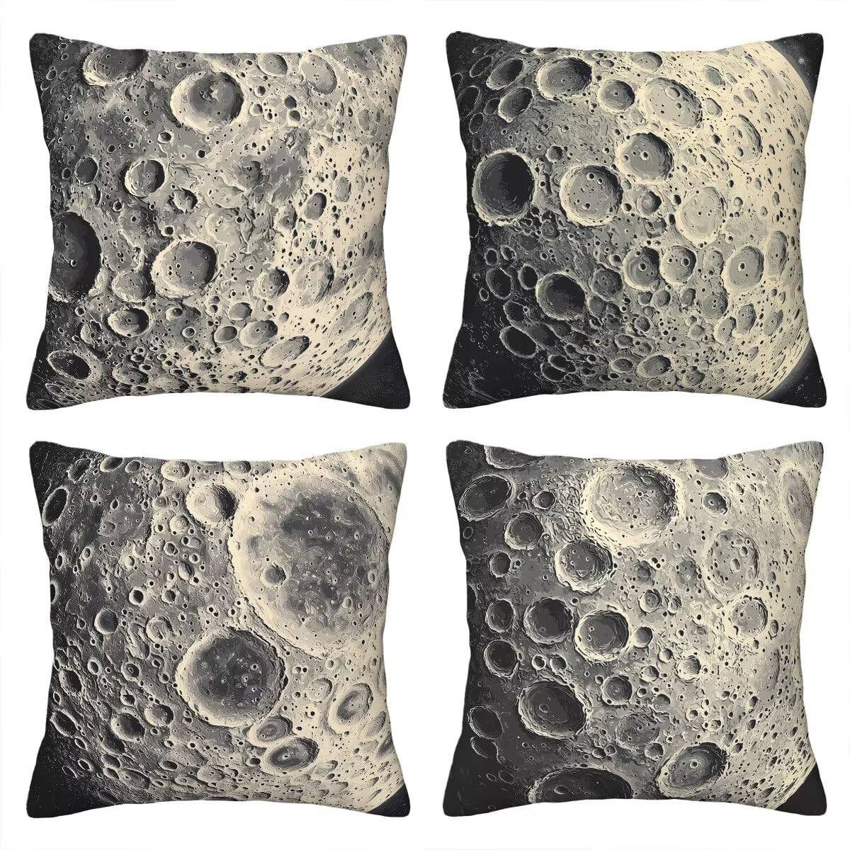 Federe Cuscini Divano 55x55 cm, Grigio Cuscini per Divano, Velluto Federe Cuscino Letto Impermeabili Set da 4, Copricuscini Luna Motivo con Cerniera Invisibile Design per Sofá, Regalo Donna G-49