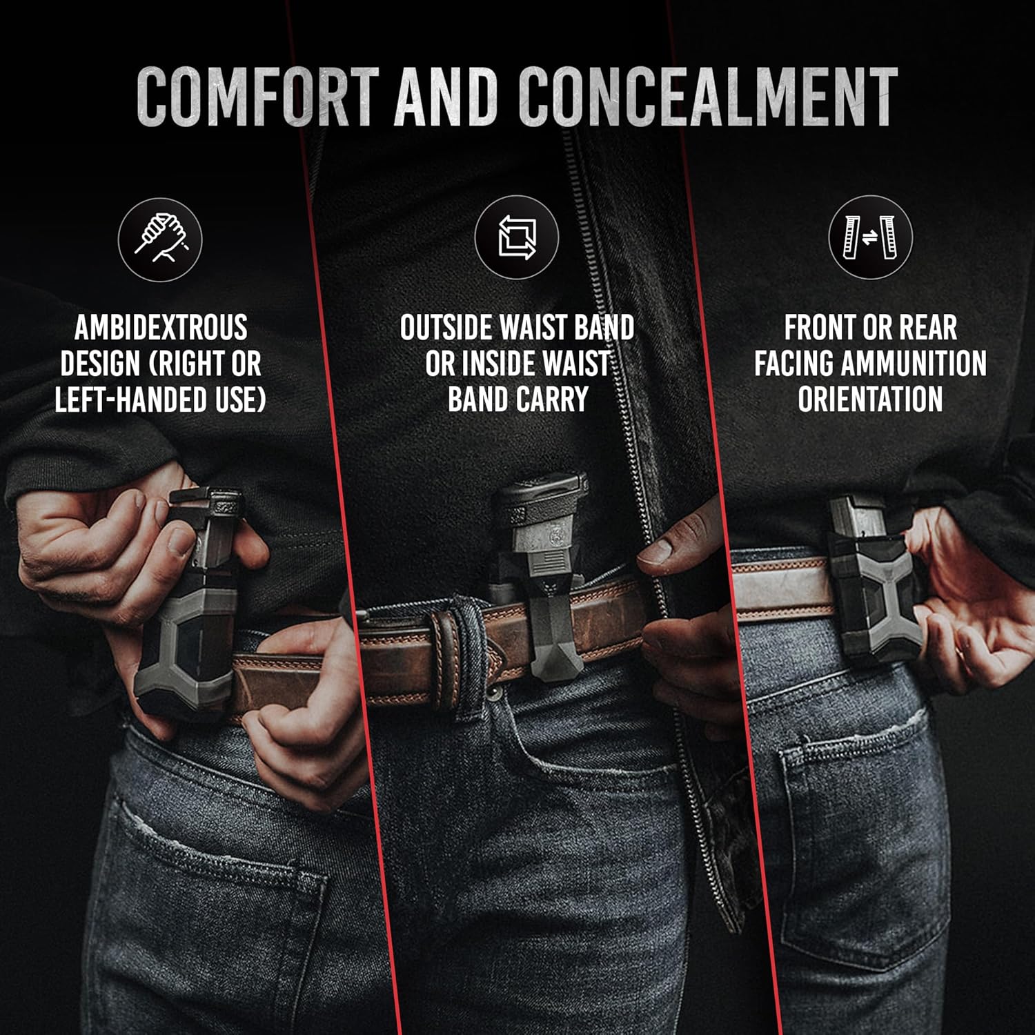 Universal Mag Carrier Gen 2, Single or Double Stack Mag Pouch, OWB or IWB Mag Holster, Ambidextrous, Mag Pouch for Belt, Fits Glock 9mm 1911 S&W Sig Sauer Beretta and More