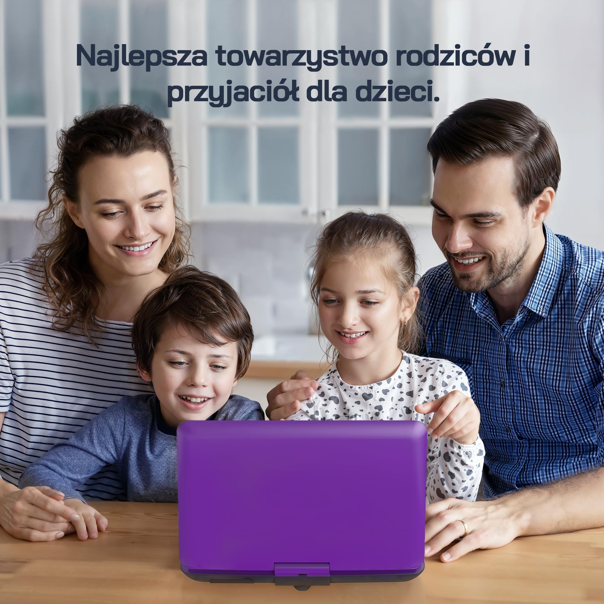 WOLFANG Przenośny odtwarzacz DVD 17,5" z dużym wyświetlaczem HD 15,6", akumulator 5000 mAh, bez ograniczeń regionalnych, dwa głośniki stereo, obsługuje USB/kartę SD/Sync TV, projektor, fioletowy