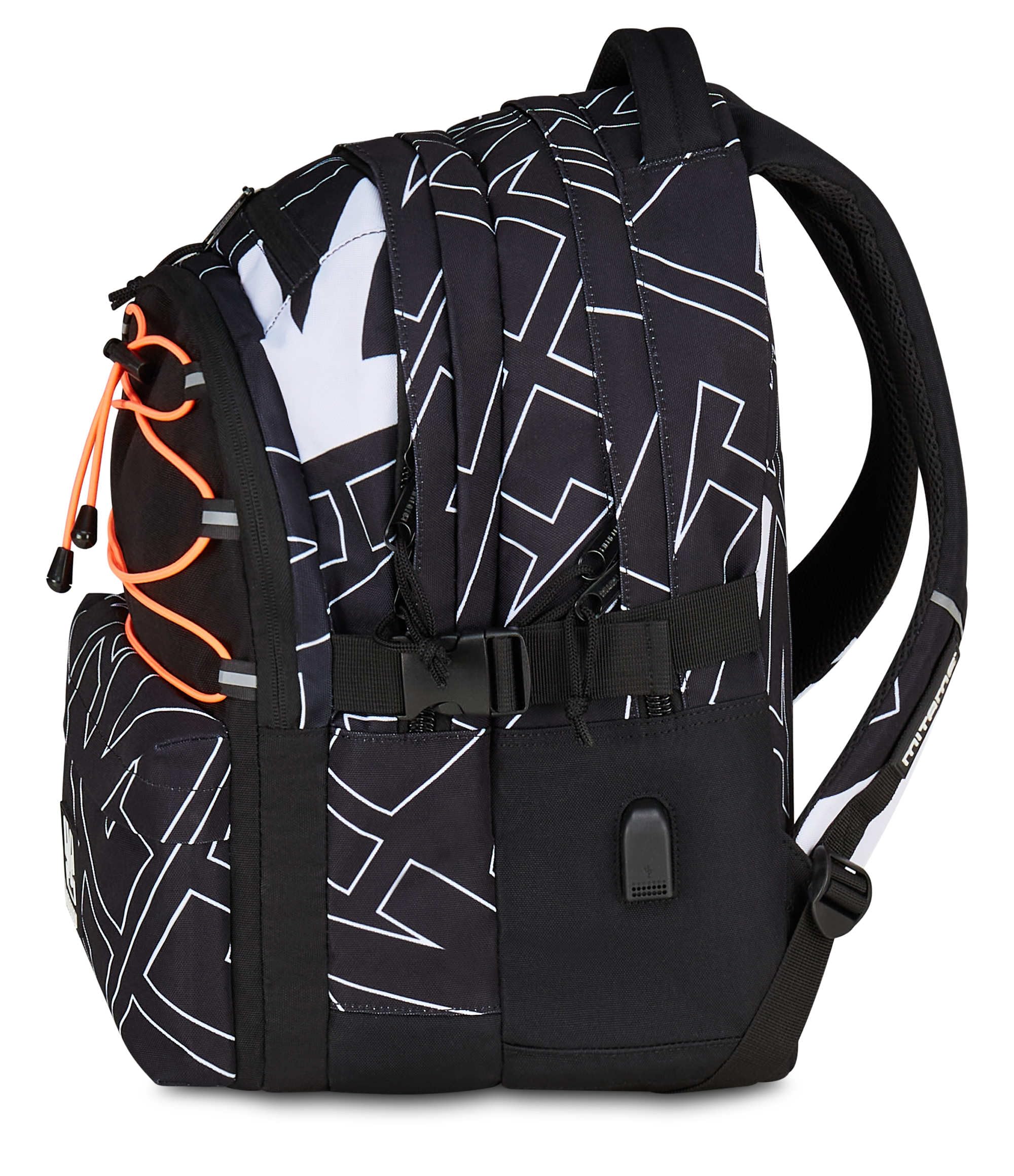 Mitama Zaino Scuola #BDBF LEGACY, Nero, Zaino Triplo Scomparto, Tasca Porta Borraccia, Porta USB Integrata, Larghezza Regolabile, Zaino Scuola Media e Superiore, Ragazzo
