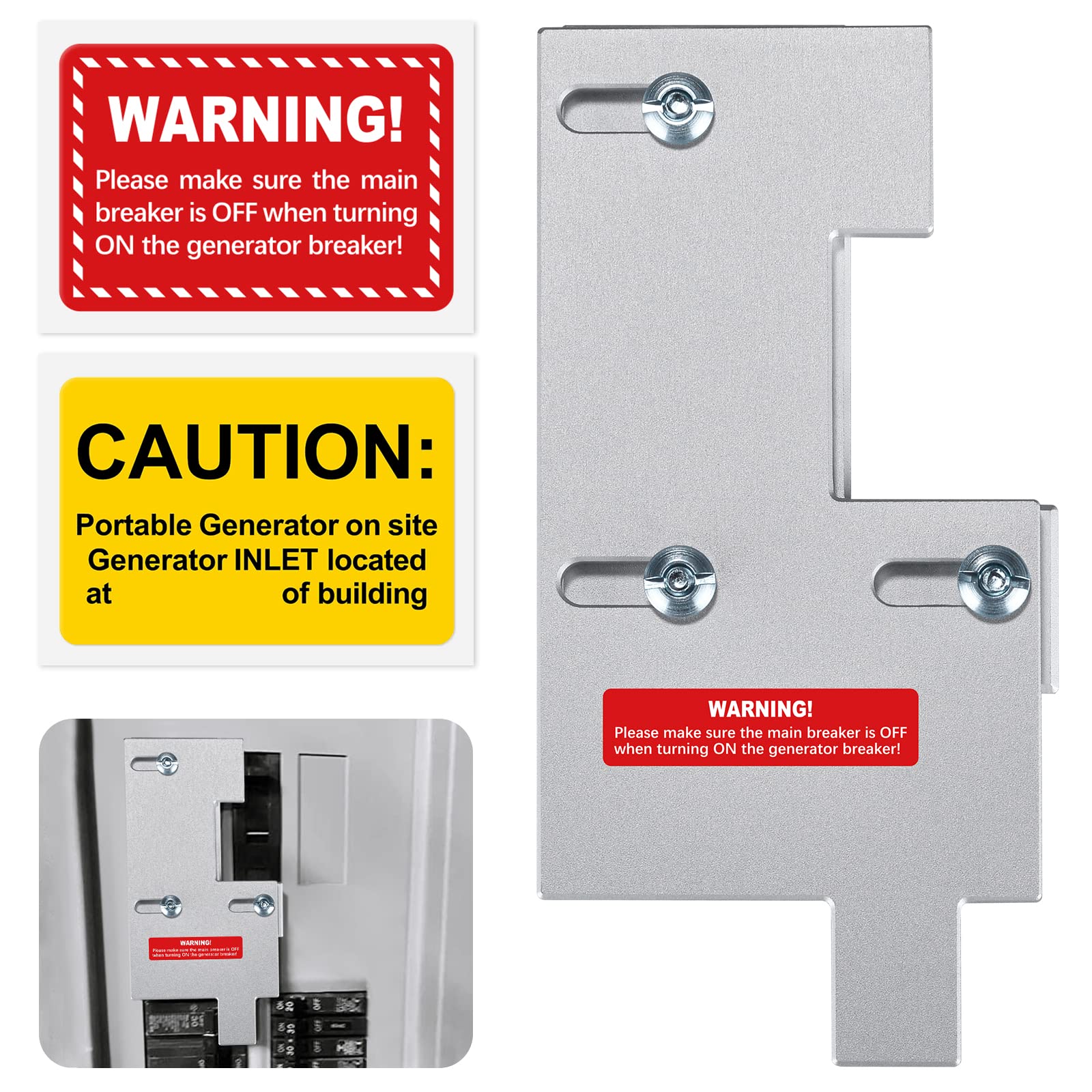 ACANORA Generator Interlock Kit for GE General Electric Panels with Single Vertical Throw Main, 2 1/2 Inches Installation Spacing, Silver