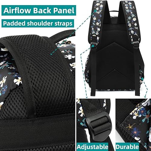 Miniatura 7 de Mochila para portátil Leaper para mujeres linda mochila floral para niñas para escuela, universidad, viajes, trabajo - mochila ligera para niños,