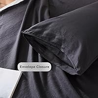 Vista 5 de TOSMO Juego de 2 fundas de almohada 100% lino tamaño estándar, fundas de almohada lavadas a la piedra, cierre de sobre, fundas de almohada suaves