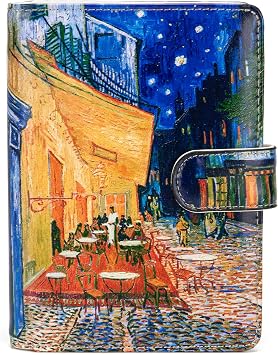 Passport Holder for Travel Essentials, RFID Blocking Passport Wallet Cover with Magnetic Closure, Passport Book Holders for Women and Men Cafe Terrace at Night