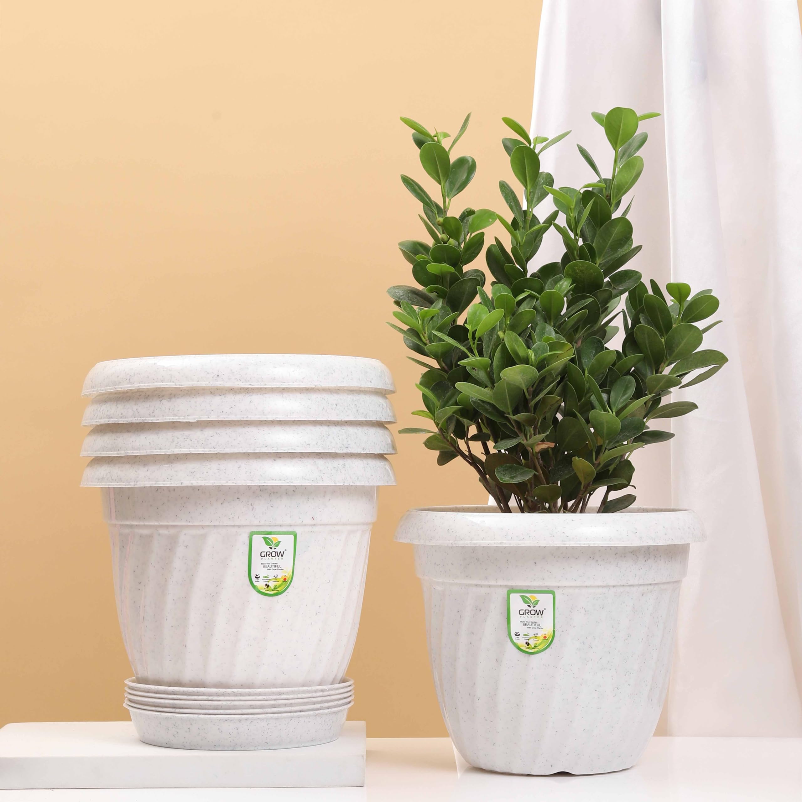 Grow Planter 10 inches Jimmy Flower Gamla Pot for Home Planters, Terrace, Garden Etc Suitable for Home Indoor & Outdoor Gardening Plants (Off White-Pack of 4) (B0D2LGN7NW) Amazon Price History, Amazon Price Tracker