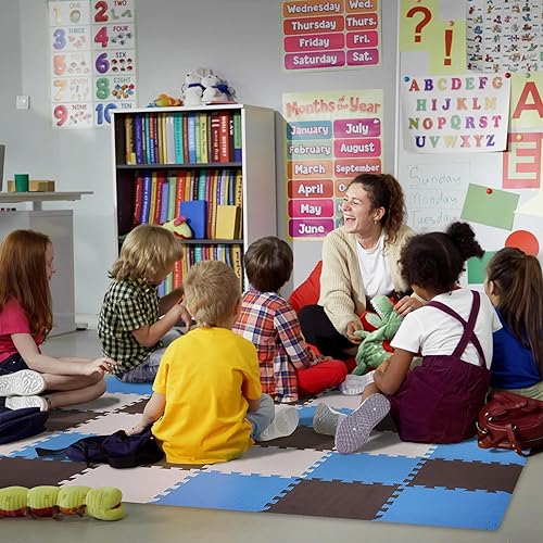 Miniatura 7 de BalanceFrom Foam Floor Tiles for Kids - Non-Toxic Comfortable Baby Play Mat and Interlocking Foam Tiles for Crawling & Development, Soft Play Mat