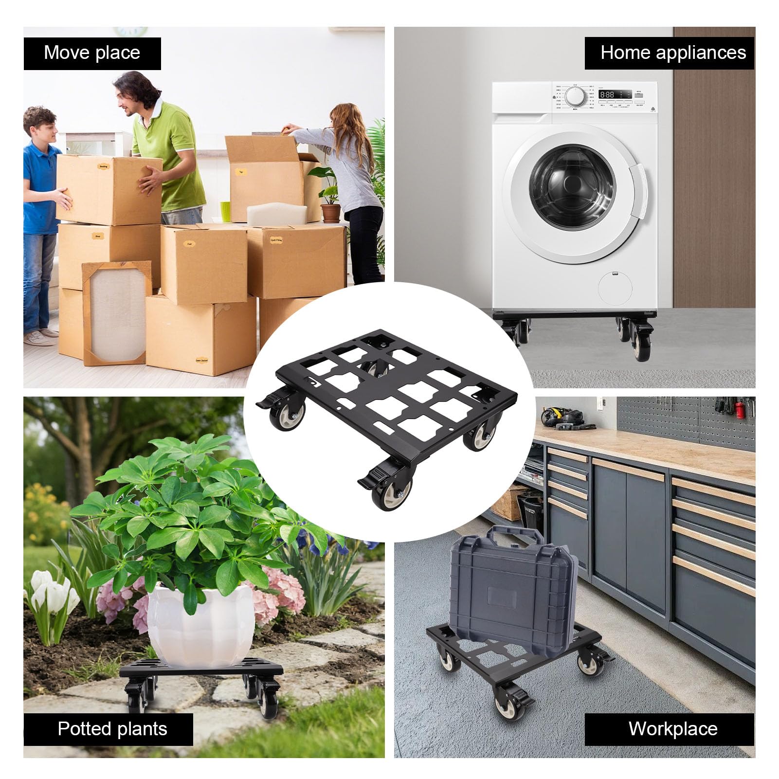 Fydun Carro de Herramientas Alta Resistencia Caja Modular Rodante con Marco Acero Al Carbono Reforzado Ruedas Bloqueo Capacidad 400 LB para Lugar Trabajo Taller Garaje