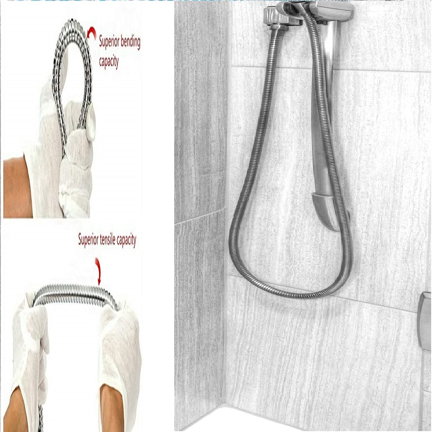JAGGER (1 Meter) Stainless Steel Double-Buckle Flexible Shower Hose Hand Shower Hose Shower Tube, Faucet Pipe for Toilet, Flexible Tube, Health Faucet Tube for Bathroom (Pack of 1) 3