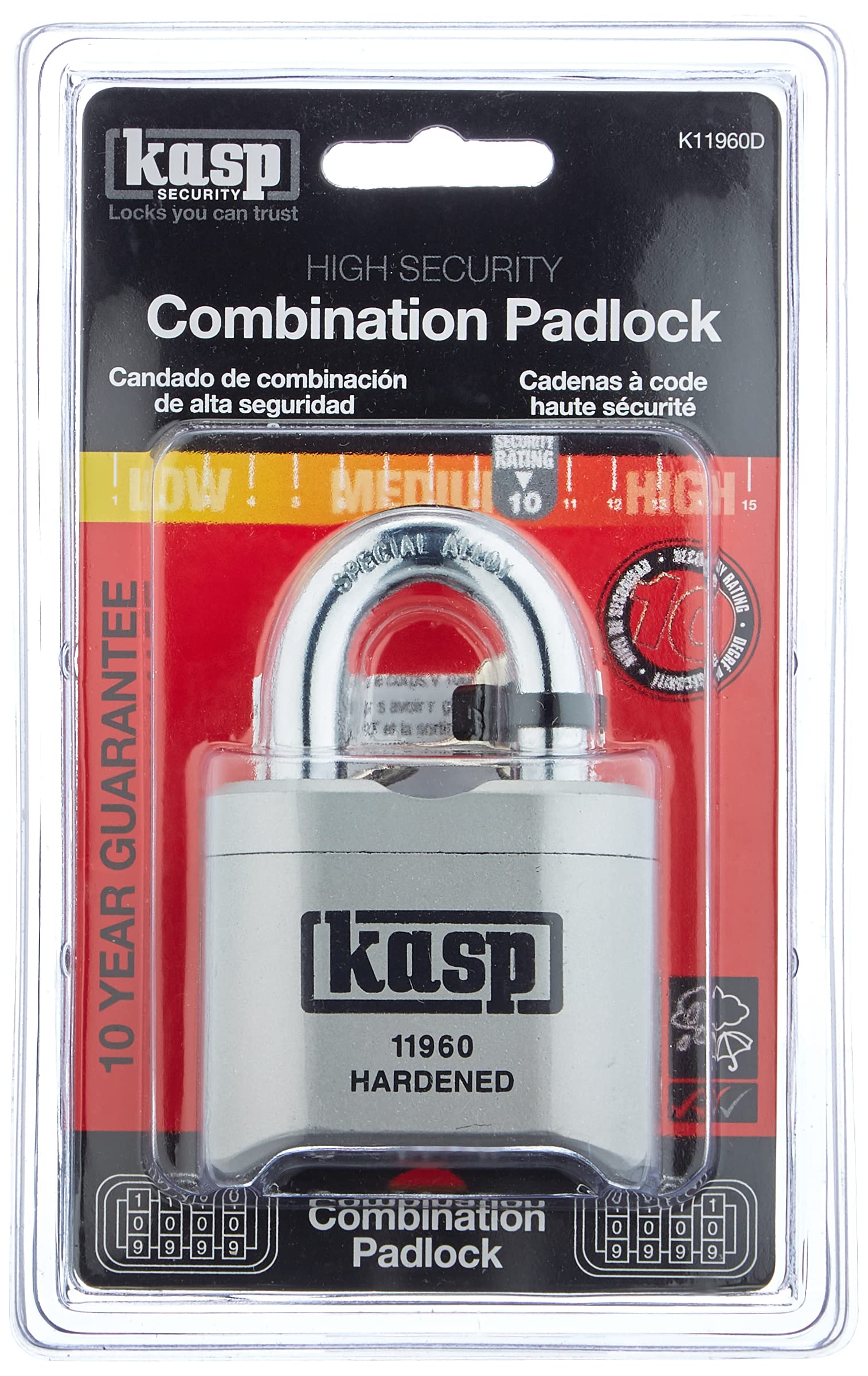 Kasp K11960D - Candado de combinación de alta seguridad, de acero - 60 mm
