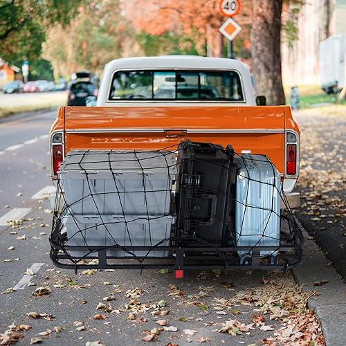 Miniatura 17 de VEVOR Transportador de enganche plegable de 60 x 24 x 6 – Cesta de carga de capacidad de 500 libras y bolsa impermeable, se adapta a receptor