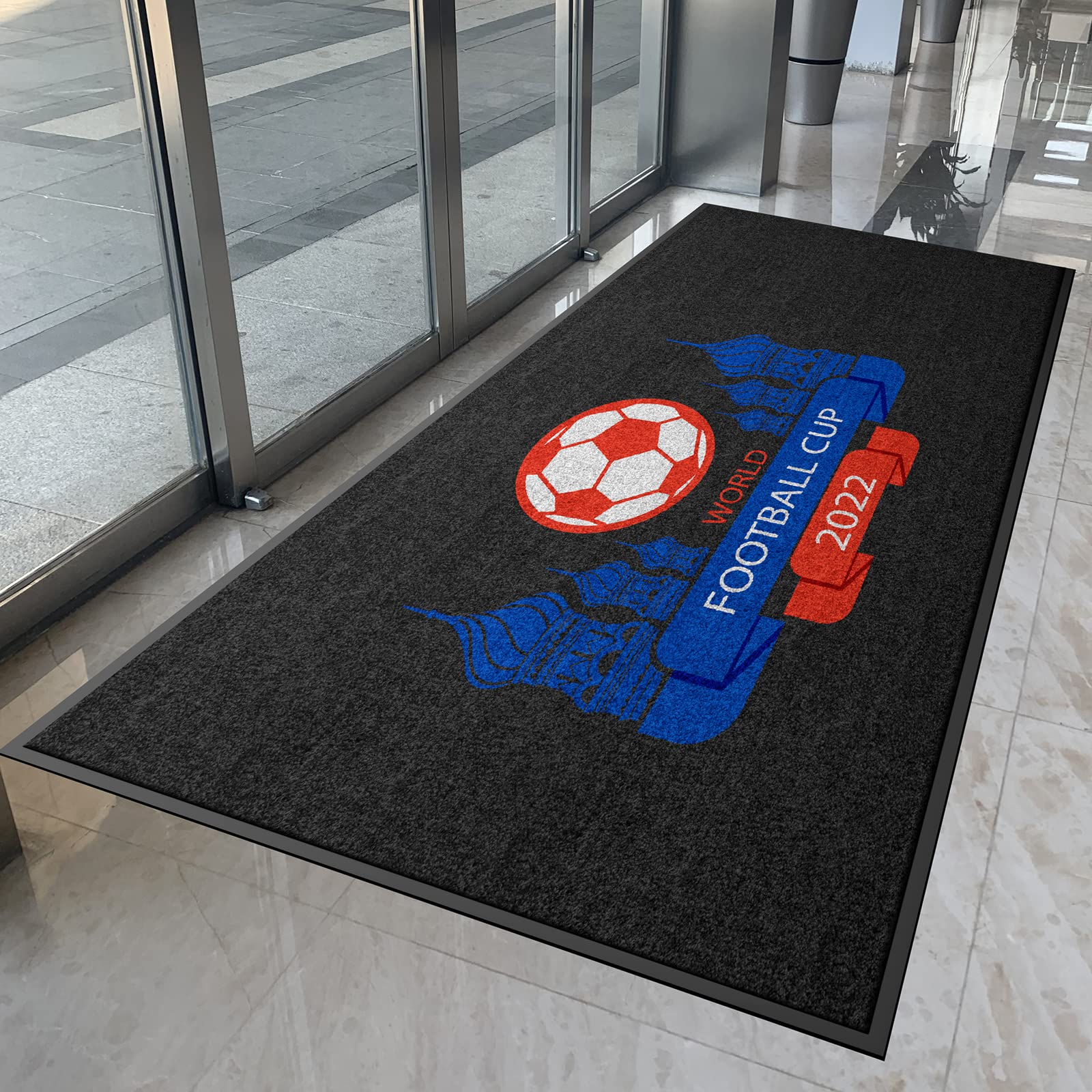 MAOVOT Custom Logo Commercial Grade Door Mat Personalized Doormat with Rubber Backing Shoes Scraper Entrance Rug for Lobbies and Indoor Outdoor 2' x 5