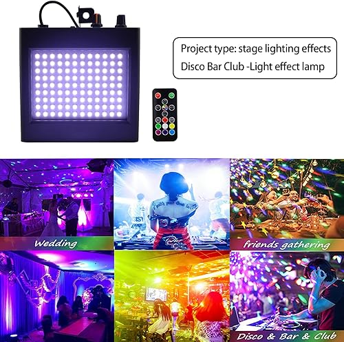 Miniatura 9 de Luces estroboscópicas LED de escenario, 108 LED súper brillantes, iluminación estroboscópica con control de sonido, funcionamiento automático, Luces