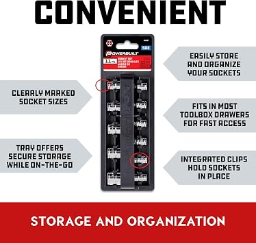 Powerbuilt 11 Piece 1/4-Inch Drive SAE Socket Set, Sizes 5/32 Inch to 9/16 Inch, 6-Point, Chrome Vanadium Steel, Z-Drive Design, Chamfered Openings, Forged Size Markings - 640497