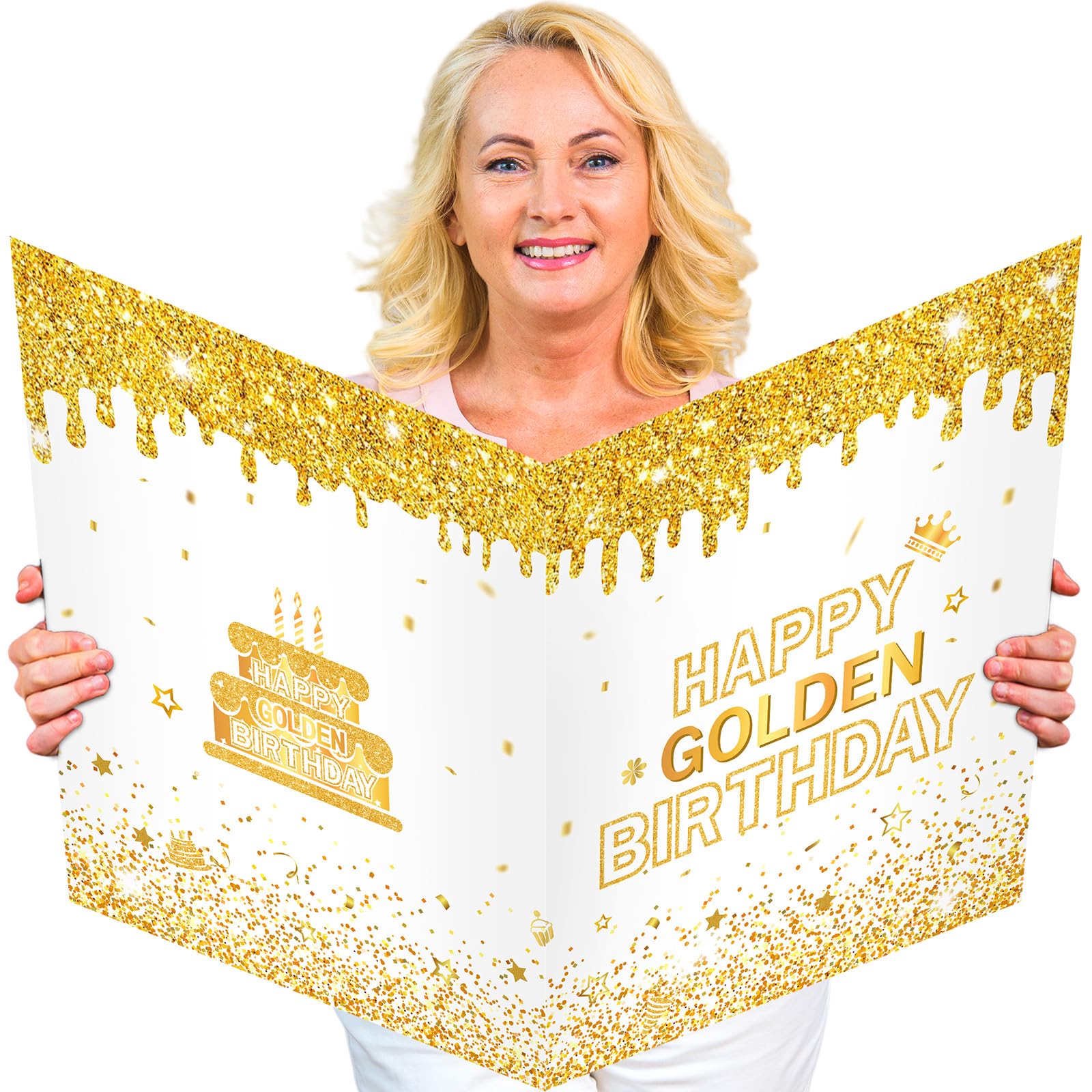 View 1 of [DAMAGED] TagreSpike Jumbo Golden Birthday Card with Envelope