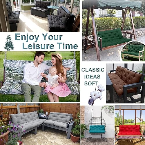 Miniatura 7 de DHIJUPNG Cojines de repuesto para columpio con respaldo, cojines impermeables para columpios de porche de 2 a 3 plazas para muebles de exterior,