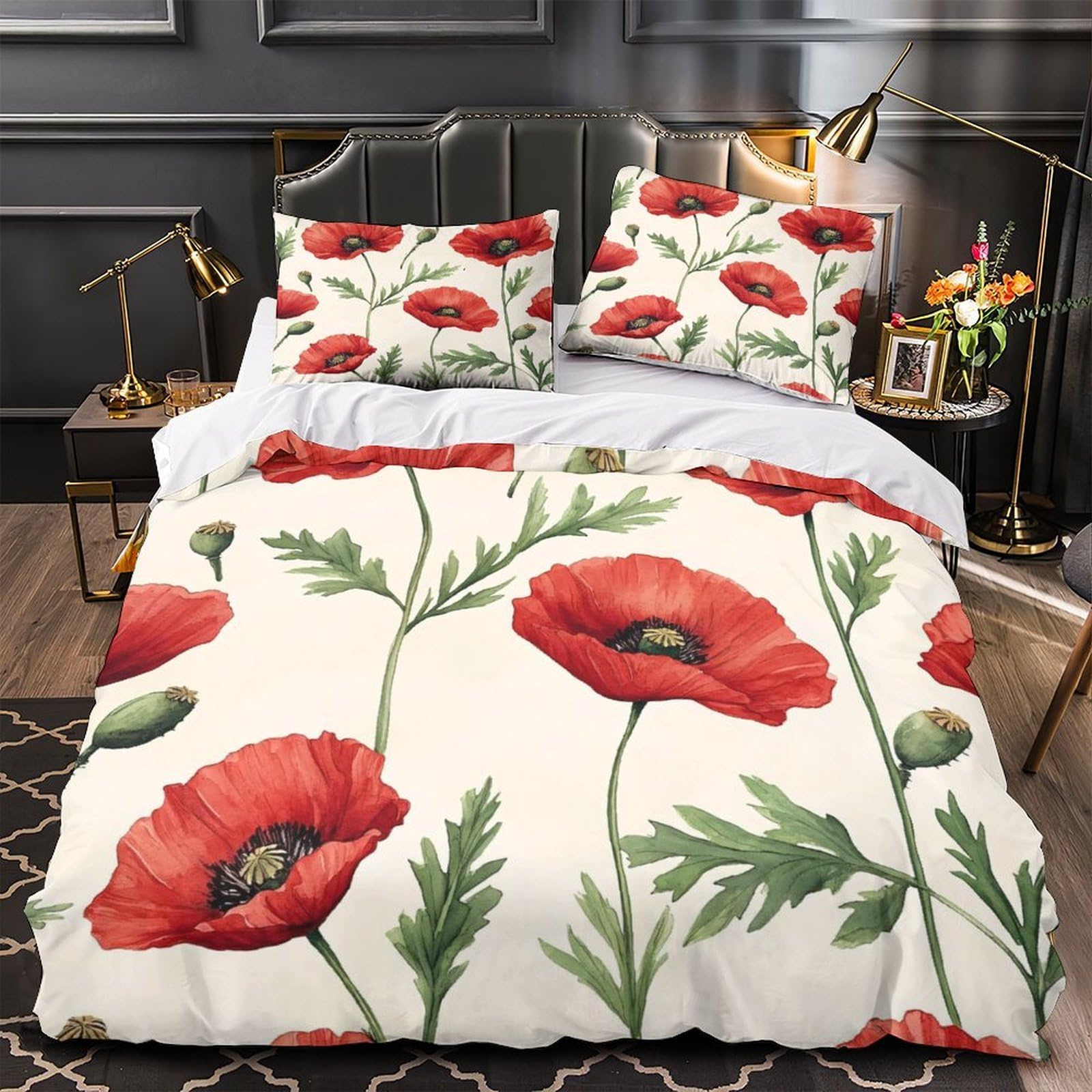 Parure de lit coquelicots 135x200cm pour créer une ambiance de jardin botanique