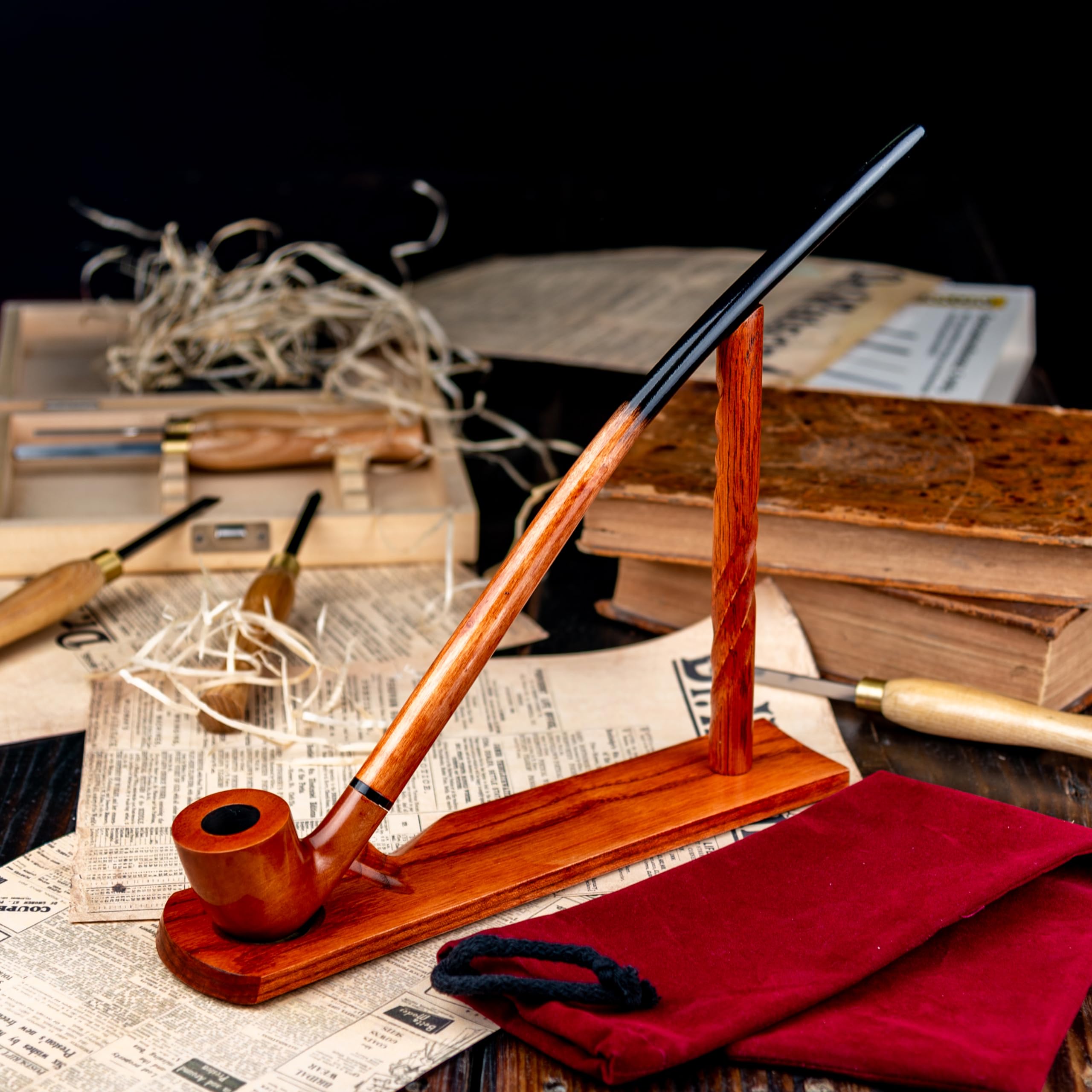 Dr. Watson - Pipa de tabaco - Gandalf, 81 Serie Coleccionable, Hecha a mano de madera de peral (Dorado)