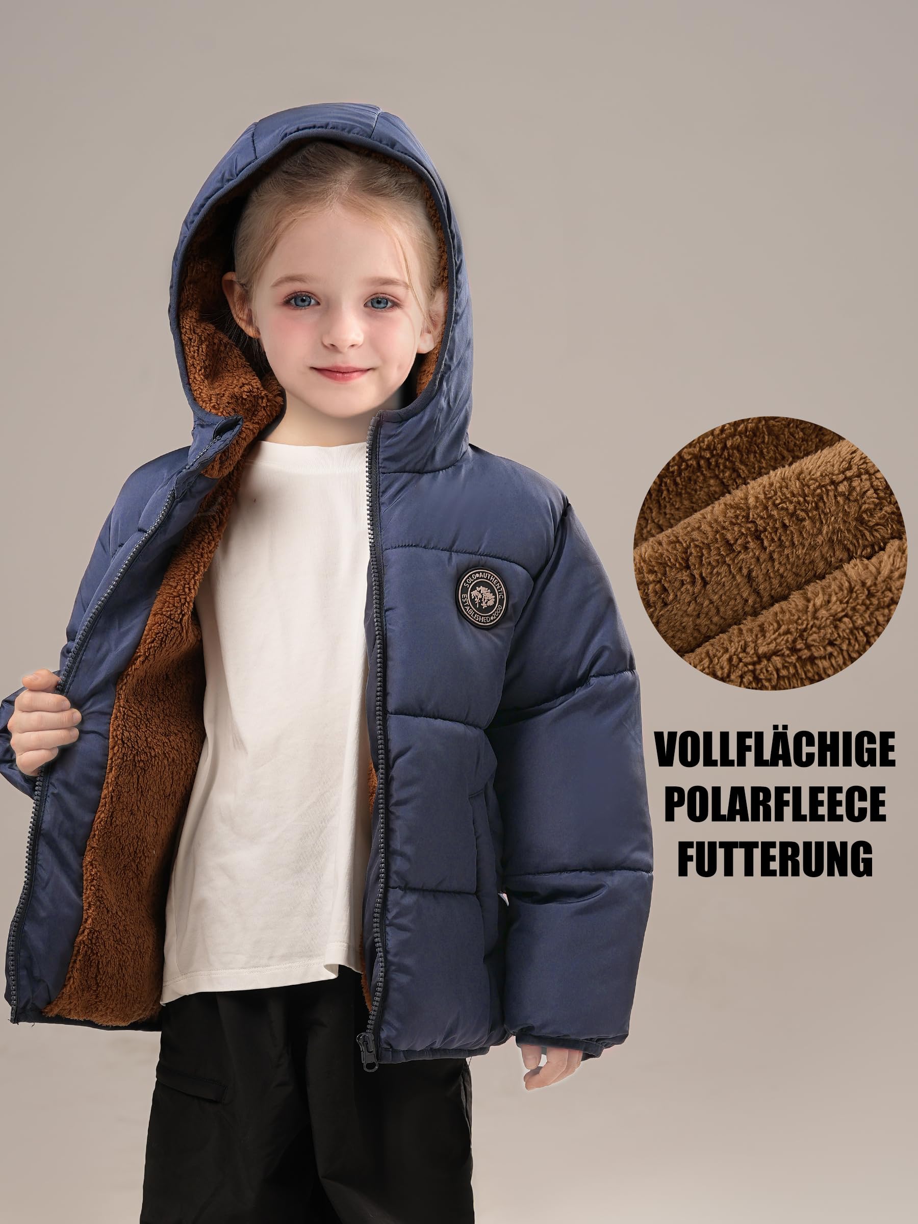maoo garden Mädchen Winterjacke Mit Fleecefutter Leichte Schauerfeste Steppjacke Für Kleinkinder