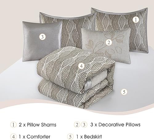 Miniatura 3 de Stratford Park Snuggle - Juego de ropa de cama de 6 piezas, color gris, King, 100% poliéster